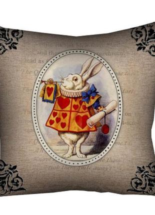 Подушка габардинова з принтом белый кролик 40x40 (4p_won012)