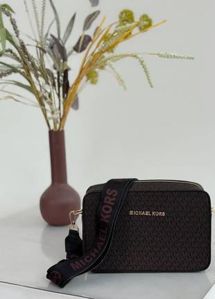 Сумка женская в стиле michael kors crossbody brown6 фото