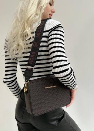 Сумка женская в стиле michael kors crossbody brown5 фото