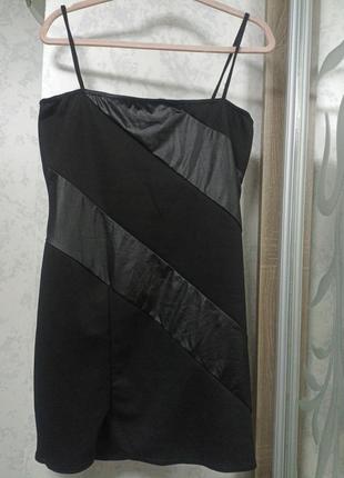 Міні плаття з імітацією шкіри3 фото