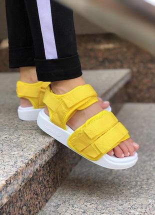 Удобные женские сандалии adidas в желтом цвете (весна-лето-осень)😍6 фото