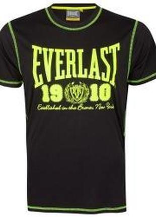 Мужская повседневная футболка полиэстер черная с принтом everlast