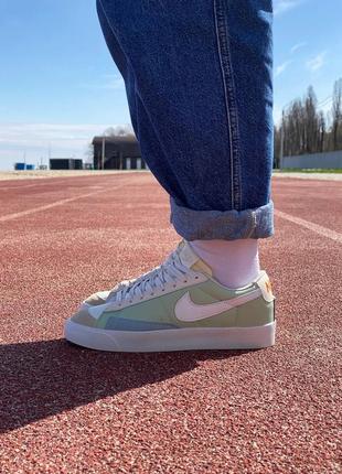 Кроссовки 
nike blazer low77 vintage leather green beige