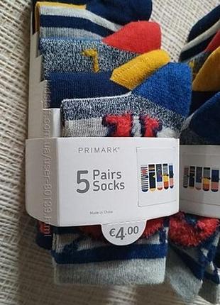 Primark носки на мальчика 2-3 года рр 23/26 5 пар в уп