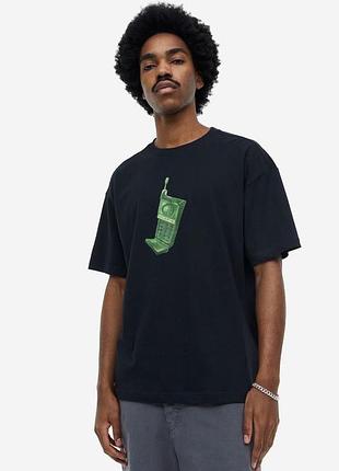 Футболка мужска черная хлопковая h&м