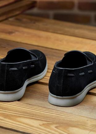 Мужские лоферы edge из натуральной замши, чёрные мокасины, удобные туфли7 фото
