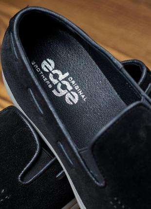 Мужские лоферы edge из натуральной замши, чёрные мокасины, удобные туфли8 фото