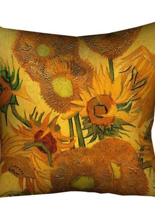 Подушка габардиновая c принтом подсолнухи 30x30 (3p_os022)