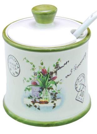 Сахарница керамическая с ложкой maestro mr-20065-09