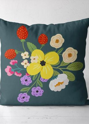 Подушка декоративна soft букет с земляникой и шиповником 45x45 см (45pst_23m019)