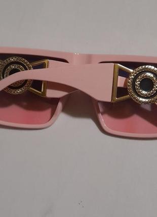 Очки солнцезащитные uv400 маска розовые широкая дужка крупные2 фото