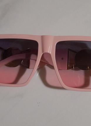 Очки солнцезащитные uv400 маска розовые широкая дужка крупные1 фото