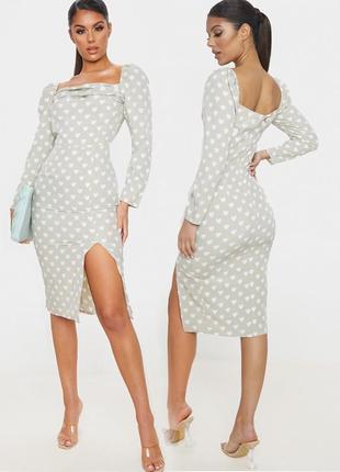 Распродажа платье prettylittlething миди asos с разрезом