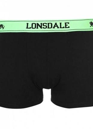 Труси lonsdale 2 pack trunks black/fl green5 фото