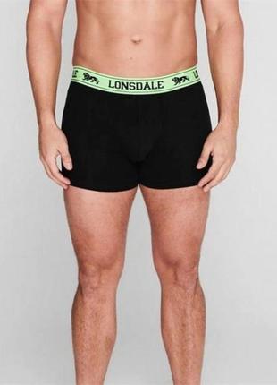 Труси lonsdale 2 pack trunks black/fl green2 фото