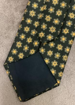 Краватка англія натуральний шовк, колір сірий із квітковим фрактальним принтом5 фото