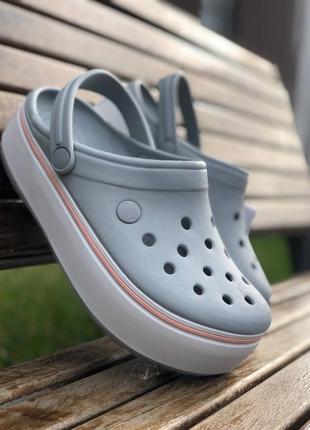 Кроксы сабо crocs crocband platform цвет grey женские