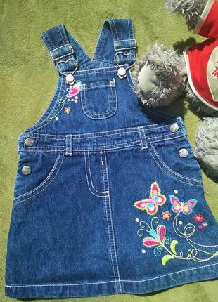 Джинсовый сарафан 12-18 мес minoti