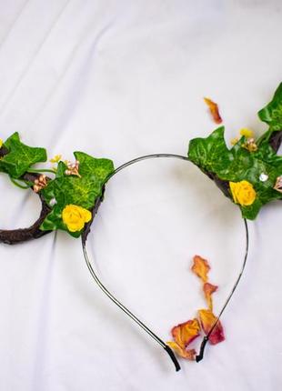 Роги оленя весенние с цветочками, рога на обруче2 фото