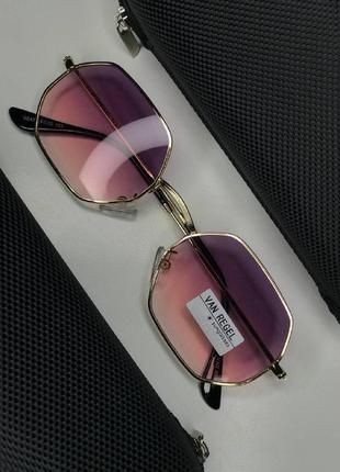 Рожеві сонцезахисні окуляри у стилі octagonal октагонал восьмикутні жіночі золоті сталева оправа van regel