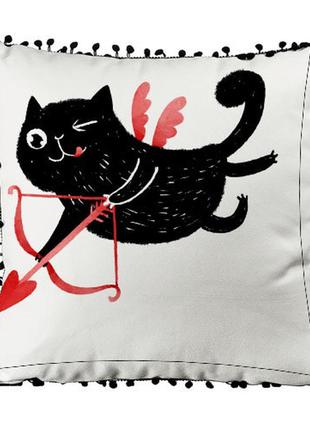 Подушка из мешковины с помпонами коханнячко в повітрі 45x45 см (45phbp_22l002)