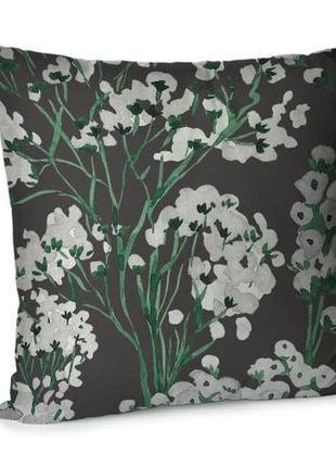 Подушка диванна з оксамиту рисунок полевые цветы 45x45 см (45bp_23m050)