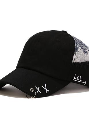 Кепка чорна з кільцем, бейсболка хх