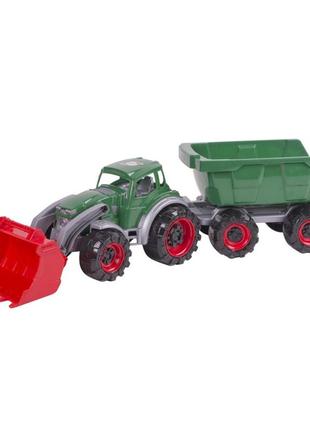 Детская игрушка трактор техас orion 315or погрузчик с прицепом (зеленый)1 фото