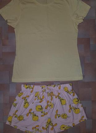 Домашний комплект хлопок-микрофибра, пижама с твити primark р-р s