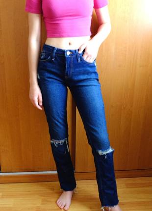 Джинсы new look, рваные прямые джинсы