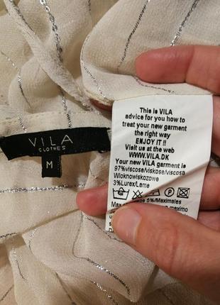 Блуза топ асимметричная с пайетками люрексом молочная из вискозы vila clothes4 фото