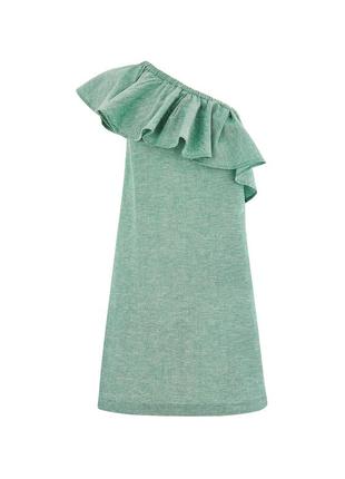 Шикарное,льняное платье на одно плечо с воланом3 фото