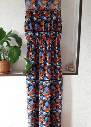Женское george платье сарафан лето длинное принт цветы маки нарядное шифоновое2 фото