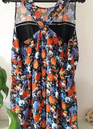 Женское george платье сарафан лето длинное принт цветы маки нарядное шифоновое5 фото