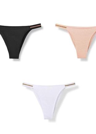 Набір жіночих трусиків 3 шт. розмір м еластичні (чорні, білі, бежеві)