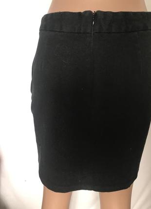 Черная джинсовая с вишенкой юбка 10 размера2 фото