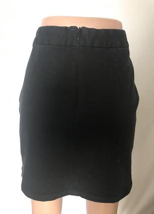 Черная джинсовая с вишенкой юбка 10 размера4 фото