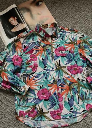 Винтажная коттоновая блуза в цветочный принт4 фото
