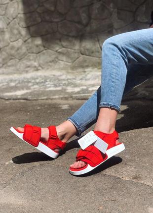 Женские летние сандалии \босоножки \сланцы adidas sandals pink white.