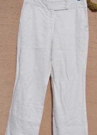 Классические базовые белые льняные  брюки6 фото
