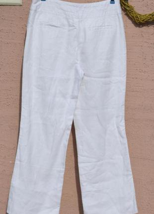 Классические базовые белые льняные  брюки7 фото