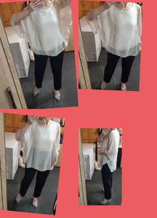 Легкая, нежная шелковая блуза оверсайз, италия,  р. 12-182 фото