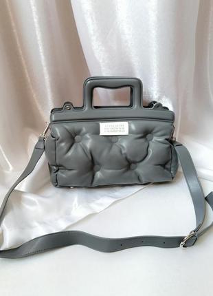 Стильна трендова дута стьобана сумка puffer puf екокожа високої якості є довгий ремінець колір тільк1 фото