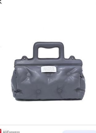 Стильна трендова дута стьобана сумка puffer puf екокожа високої якості є довгий ремінець колір тільк7 фото