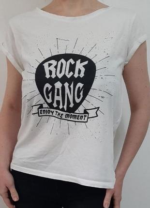 Футболка белая с надписью rock gang