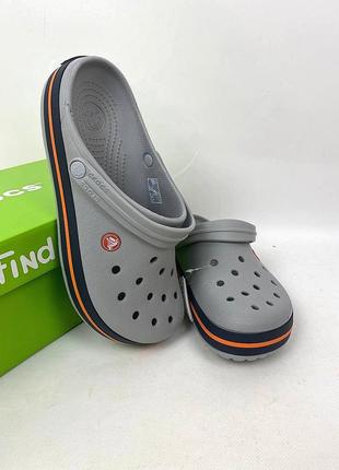 Чоловічі крокси сабо crocs crocband grey navy топ продажів