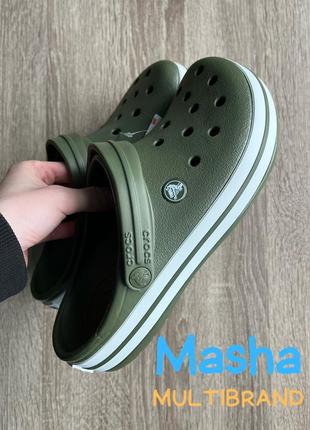 Кроксы крокбэнд мужские и женские хаки, crocband military green1 фото