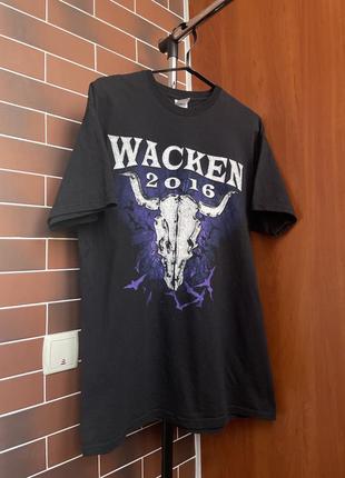 Мерч футболка wacken 2016 iron maiden с черепом ghotic new rock woa whitesnaike4 фото