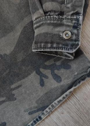 Джинсовая куртка пиджак h&m zara камуфляж хаки милитари плотная s р джинсовка4 фото