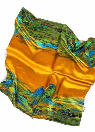 Маленький шелковый платок 53*53 100% шелк натуральный новый